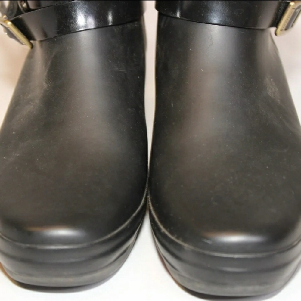 Hunter Andora Womens 5 Tall Black Rubber Wedge Waterproof Rain Boots - Picture 4 of 16